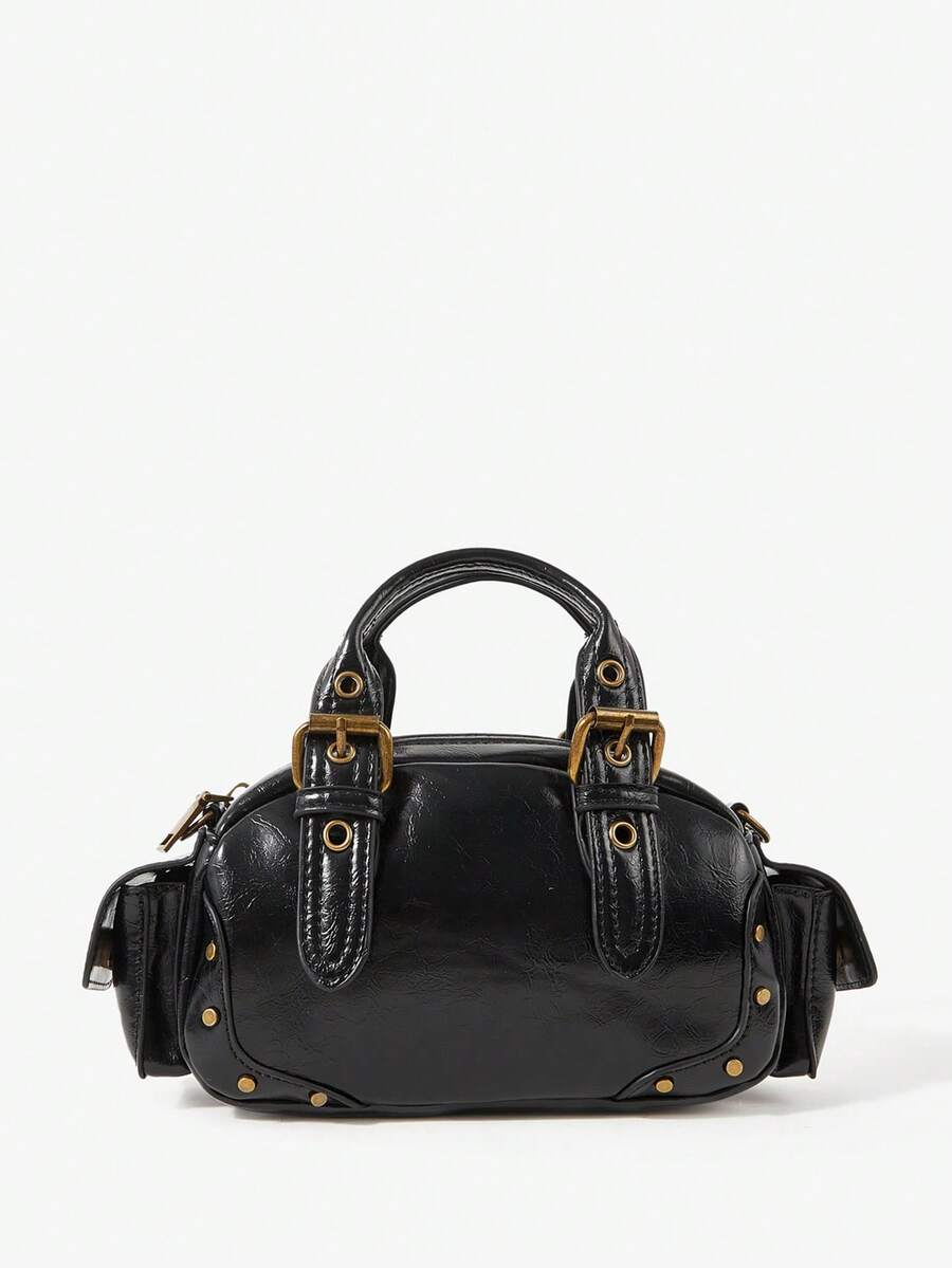 Viva Strut Túi xách nữ, túi đeo chéo, giả da, màu đen, thời trang, cá tính, đơn giản, đa năng, phong cách đường phố, dành cho các cô gái ngọt ngào và cá tính, những cô nàng sành điệu, phong cách Y2K, retro, đinh tán, vintage, dành cho thanh thiếu niên. - màu đen - Xem 1