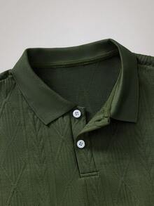 Officeau Manfinity 男式纹理设计 Polo 衫 - 綠色 - 查看 3