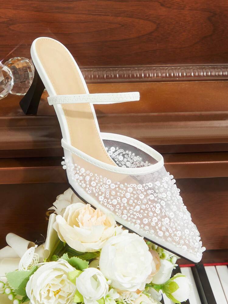 CUCCOO HITCHD Women's Pointed Toe Rhinestone Stiletto Mid Heel Pumps, Elegant Casual Minimalist Comfortable Slip-On Dress Shoes For Wedding, Work, Date, Formal Occasions Elegant Shoes Wedding Shoes