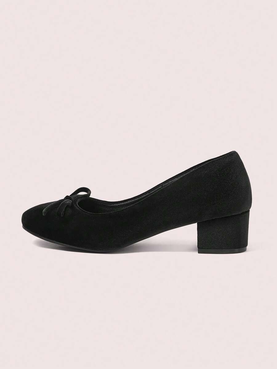 CUCCOO DOLLMOD Women Shoes Fashion Women's High Heels Single Shoes Big Bow Round Head High Heels Elegant Sweet Daily Wear Single Shoes - Black - View 1