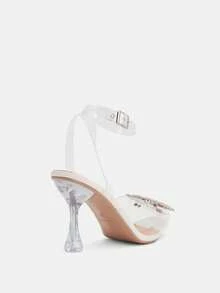 Glitzique Fall/Winter Transparent Sandals For Women, Fairy Style, With Rhinestones, Sexy, Elegant And High Heeled In Summer,Elegant,Party - Beige - View 5
