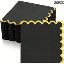 20/40/80Pcs 9.4*9.4Inches Scalloped Cocktail Napkins With Gold Foil Edge Thick Disposable Napkins Paper Pastel Party Napkins Beverage Napkins For Wedding Dinner Birthday Party - Black - View 10
