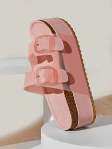 SHUZIA Dép xỏ ngón đế xuồng đế xuồng mới dành cho nữ, dép xỏ ngón Birkenstocks thoải mái, tối giản, phong cách thường ngày, không quai hậu - Màu be - Xem 8