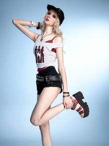 Sugerpunk Giày sandal đế xuồng phong cách Punk dành cho nữ, giày chiến binh La Mã cổ điển Gothic với quai đôi màu tối và khóa kim loại co giãn. - Màu Đỏ Sâu - Xem 8