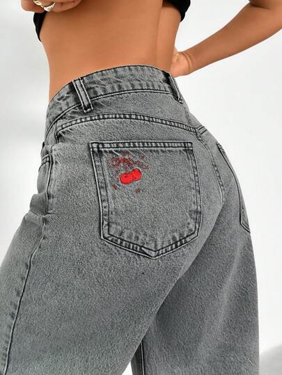 SHEIN 100% Cotton Low Waist Washed Denim Jort