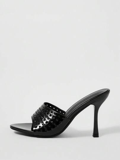 Sleekvia Zapatos de mujer nuevos para primavera y verano, de punta redonda, tacón de aguja hueco, sandalias y pantuflas de tacón alto para mujer, de moda y cómodos, versátiles, para ir al trabajo y fiestas, zapatos y pantuflas de mujer