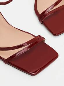 Glitzique 性感女士高跟凉鞋，9厘米细高跟，酒红色，优雅适合派对、婚礼、春夏 - 酒紅色 - 查看 8