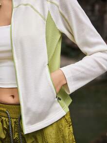 Medorelle 女士户外撞色拼接长袖休闲常规外套 - 白色 - 查看 4