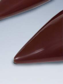 CUCCOO GRLICON Red Patent Leather Pointed Metal Buckle With Empty Kitten And Women's High Heels - Brown - View 4