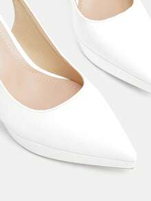 Glitzique 女士超高跟时尚优雅性感尖头厚底高跟鞋 - 白色 - 查看 8