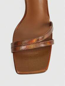 MUSERA Sandalias de cuña con efecto de PU y punta cuadrada - Café integral - Ver 5