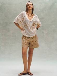 Bohemela 波西米亚风春夏复古女式度假沙滩3D立体镂空花卉刺绣针织上衣，休闲度假风，西部乡村风格，适合海滩度假、日常穿着、返校季、外出和派对，2000年代Y2K风格，夏季假日 - 杏色 - 查看 7