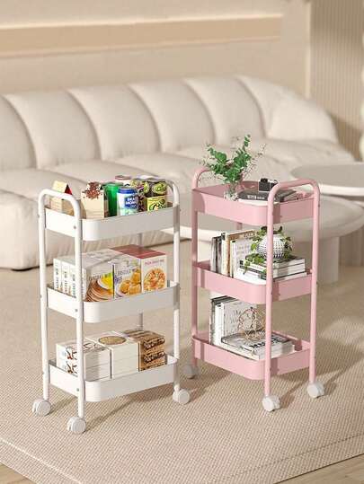 3 Tier Utility Cart Rustproof Multi Purpose Rolling Storage Rack With Casters For Kitchen Bathroom Snack Organizer Easy Assembly Home Decor Gift Idea