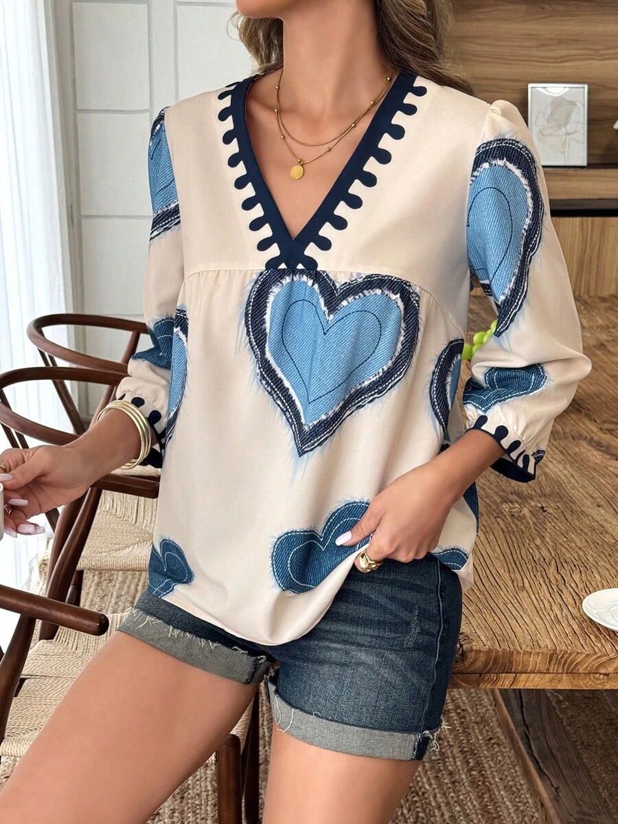 Elouméa 标准尺码 女士春夏定位心形印花休闲度假衬衫 - 彩色 - 查看 1