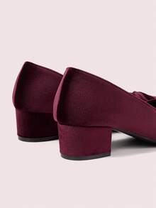 CUCCOO DOLLMOD Women Shoes Fashion Women's High Heels Shoes Big Bow Round Toe High Heels Elegant Sweet Daily Wear Shoes - Burgundy - View 3