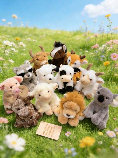 POKOJA LAND Jungle Animal Plush Toy Sitting Posture Jungle Animals Include Lion, Koala, Elephant, Raccoon, Etc. Models Of Simulation Animal Modeling Soft Touch Exquisite Plush Gifts For Animal Lovers Creative Bedside Desktop Decorations Party Gifts Birthday Gifts Easter Children's Day And Other Holiday Gifts