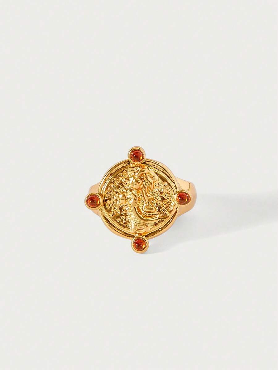 Glisma Women Single Ring,Outfits,Old Money,Metallic/Texture,Gemstone,For Mom/Women/Girl/Mother,Premium,Vintage,Classy,Valentine's Day,GiftRamadan Gifts,Islamic Gifts,Muslim,Eid Gifts - Yellow Gold - View 1