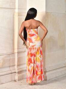 Mima John Summer Beach Vacation Outfits Woven Floral Print Dress For Women,Birthday Dresses For Women,Club Outfits Women Sexy,Boho Clothes Women, W Year Look, Thanksgiving Outfits, Elegant Dresses Party, Luxury Evening Dresses For Weddings, Sexy Club Outfits, Summer Beach Outfits - Red - View 2