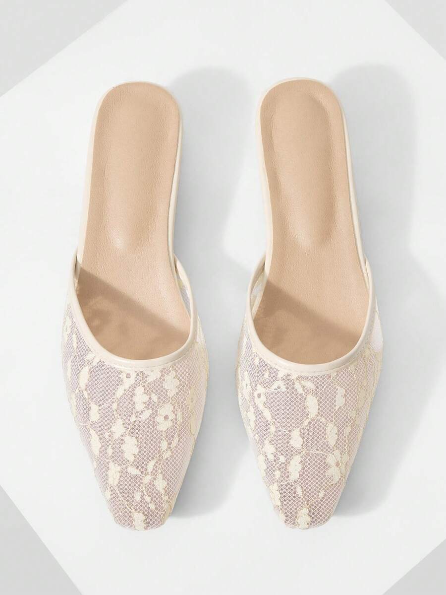 Mnmlis Women's Square Toe Fashion High Heel Mules - Apricot - View 1