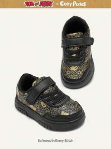 TOM & JERRY X Cozy Pixies 男婴春秋季低帮运动鞋，适合日常穿着，魔术贴设计方便穿脱，防滑耐磨鞋底，防撞鞋头设计，时尚金黑配色。 - 彩色 - 查看 4