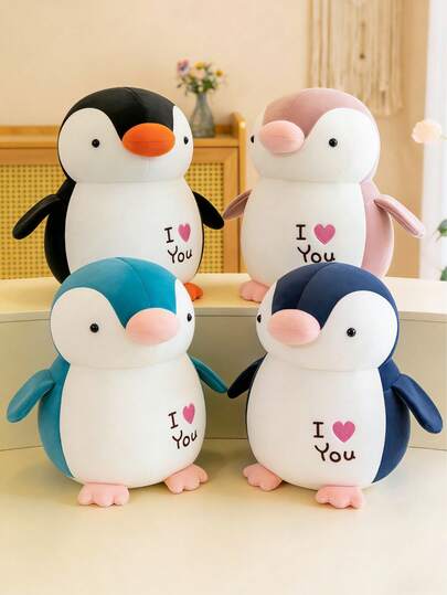 POKOJA LAND 7.87Inch Cute Plush Penguin Toy, Little Penguin Shape With Love, Soft And Comfortable, Interesting Penguin Design, Available In Blue, Pink And Black, A Variety Of Colors, Fashionable Home Decoration, Perfect Gift For Couples, Suitable As A Birthday Gift And Valentine's Day Thanksgiving Easter And Other Holiday Gifts Surprise
