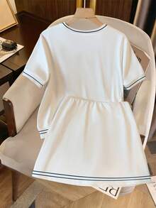 GlowEve Women's Floral & Letter Print Short Sleeve Top And Mini Skirt Casual 2-Piece Set - White - View 2