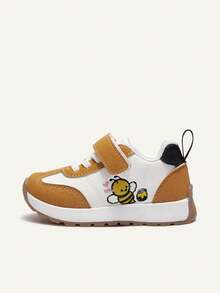 Cozy Pixies A Pair Of Spring And Summer Fashion Versatile Fun Cute Contrasting Colors Yellow White Bee Animal Embroidery Soft Bottom Flat Bottom Baby Sports Shoes College Style Outdoor Play Travel Vacation Four Seasons - Yellow - View 4