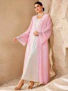 Modelyn Women's Turkish Maxi Dress & Arabic Traditional Abaya - Pink - View 2