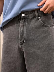 Open Phase Short en jean décontracté unicolore pour hommes, style mode simple et tout-aller pour l'été, style américain rétro, unisexe, coupe décontractée pour tenues d'été - convient pour le port quotidien et les tenues de vacances d'été. - Gris - Voir 8