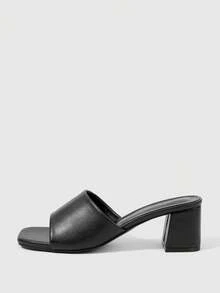 Sleekvia Sandalias de tacón alto minimalistas y versátiles para ir al trabajo - Negro - Ver 2