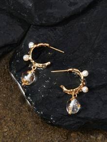 Opalesca Una variedad de pendientes con formas, colores y patrones de cuentas, adecuados para combinar con diferentes prendas de vestir, de estilo vintage, con decoración de cuentas, apropiados como accesorios de novia para bodas, de estilo hada, con decoración de perlas, adecuados para madres, damas y niñas, elegantes y de alta gama, con cuentas de cristal, apropiados como accesorios de novia para bodas, de estilo hada, con decoración de flores, con adornos de cristal, en color dorado - Dorado - Ver 2