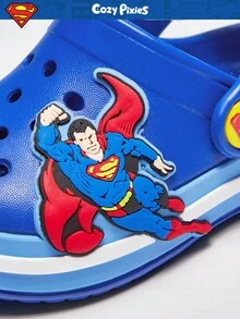 SUPERMAN X Cozy Pixies 1 Đôi dép xăng đan mùa hè màu xanh dương thời trang, dễ thương và đa năng, chống trơn trượt, thích hợp cho bé trai/trẻ sơ sinh, đi biển hoặc hoạt động ngoài trời. - Màu xanh lam - Xem 7