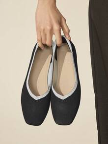 CUCCOO BASICS Women's Casual Versatile Commuting Color Block Trim Flats Spring Shoes - Black - View 6