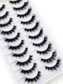 HBZGTLAD 10 Pairs Crisscross Extra Long Lashes, Natural-Looking False Eyelashes, Large Tiered Box, 3D Faux Mink Lashes, Eyelash Extension - Black - View 9