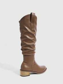 Daringsoles Women's PU Leather Versatile Fashion Mid-Calf Boots For Daily Wear - Brown - View 3