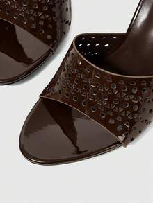 Sleekvia 女士鞋履 春夏新款棕色圆头细高跟镂空凉鞋拖鞋 时尚舒适 百搭通勤性感派对女凉鞋 女鞋拖鞋 - 咖啡棕 - 查看 4