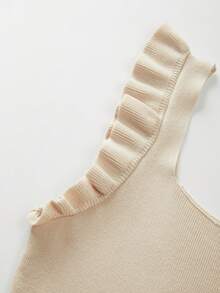 EMERY ROSE Đầm dạ hội dáng dài ngang gối kiểu dáng châu Âu lãng mạn cổ điển mới, thiết kế cao cấp, cổ vuông, hở lưng, gợi cảm, không tay, viền bèo nhún tinh tế, kiểu dáng thường ngày, tối giản, màu trơn, cạp cao, ôm sát, thích hợp cho các bữa tiệc cocktail. - Màu be - Xem 11