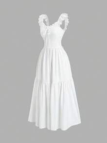 Sweetra Y2K Sexy Backless Butterfly Versatile Pleated Chiffon Maxi Dress - White - View 6