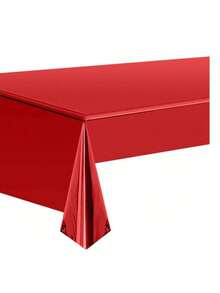 1 pieza Mantel desechable de tela no tejida de unicolor metálico para fiesta de cumpleaños, decoración de mesa de boda - Rojo - Ver 6