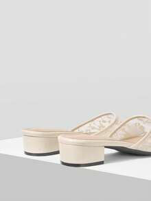 Mnmlis Women's Square Toe Fashion High Heel Mules - Apricot - View 3