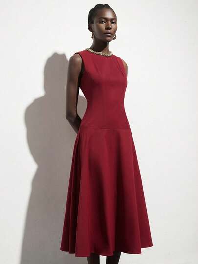 Aveloria Modichic 法式设计，水钻领饰，优雅复古修身连衣裙，A字裙摆