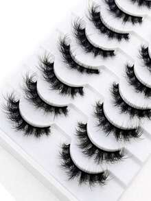 HBZGTLAD 10 Pairs Crisscross Extra Long Lashes, Natural-Looking False Eyelashes, Large Tiered Box, 3D Faux Mink Lashes, Eyelash Extension - Black - View 4