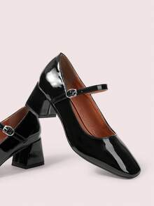 CUCCOO DOLLMOD 女士圆头黑色漆皮学院风JK女童装玛丽珍鞋，百搭舒适，可爱甜美。 - 黑色 - 查看 3