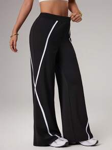 Dewbera Women's Casual Patchwork Color Loose Fit Sweatpants, Versatile For Daily Wear And Sports - Black - View 5