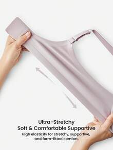 LUVLETTE Áo ngực không đường may nâng đỡ cơ bản, dáng suông, màu xám, hỗ trợ dáng áo thun, thoải mái, không lộ viền, là món đồ thiết yếu không thể thiếu. - Xám - Xem 10