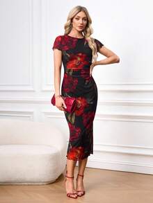 Ellevyn Đầm midi lưới in hoa thanh lịch, lãng mạn dành cho nữ - Nhiều màu - Xem 9