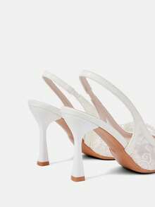 CUCCOO HITCHD Women Shoes Autumn New Pointed Butterfly Pearl Beautiful Wedding Dress Casual High-Heeled Shoes - White - View 4