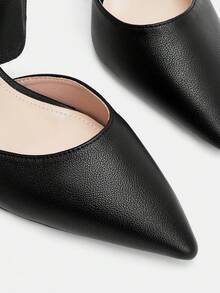 Glitzique 秋冬女式高跟靴，时尚短靴，黑色，镂空设计，褶皱踝靴，后拉链，尖头细高跟靴，夏季黑色皮革镂空短靴，女靴 - 黑色 - 查看 7