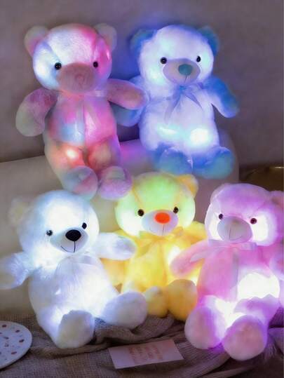 POKOJA LAND - BESTSELLERS 30厘米发光魔法熊毛绒玩具：柔软舒适，是各种庆祝活动的完美礼物——增添迷人的彩色灯光，泰迪熊毛绒玩具，黑暗中会发光的玩偶，儿童生日礼物、女孩周年纪念礼物、节日装饰