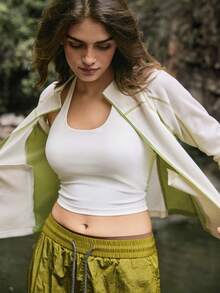 Medorelle 女士户外撞色拼接长袖休闲常规外套 - 白色 - 查看 8